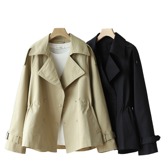 
Daily single 100% pure cotton short windbreaker for women with high-end small waist-hugging jacket high-end light luxury women's clothing for spring and autumn