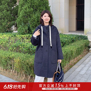 
Zilulai Winter Frost Gift ~ Age-reducing College Style Hooded Drawstring Medium-Length Wool Double-Side Tweed Coat for Women 30X