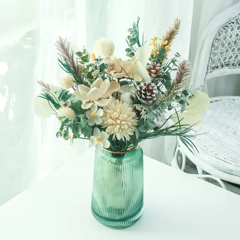 客廳桌面乾燥花耶誕森系花束ins擺設裝飾復古玫瑰花南