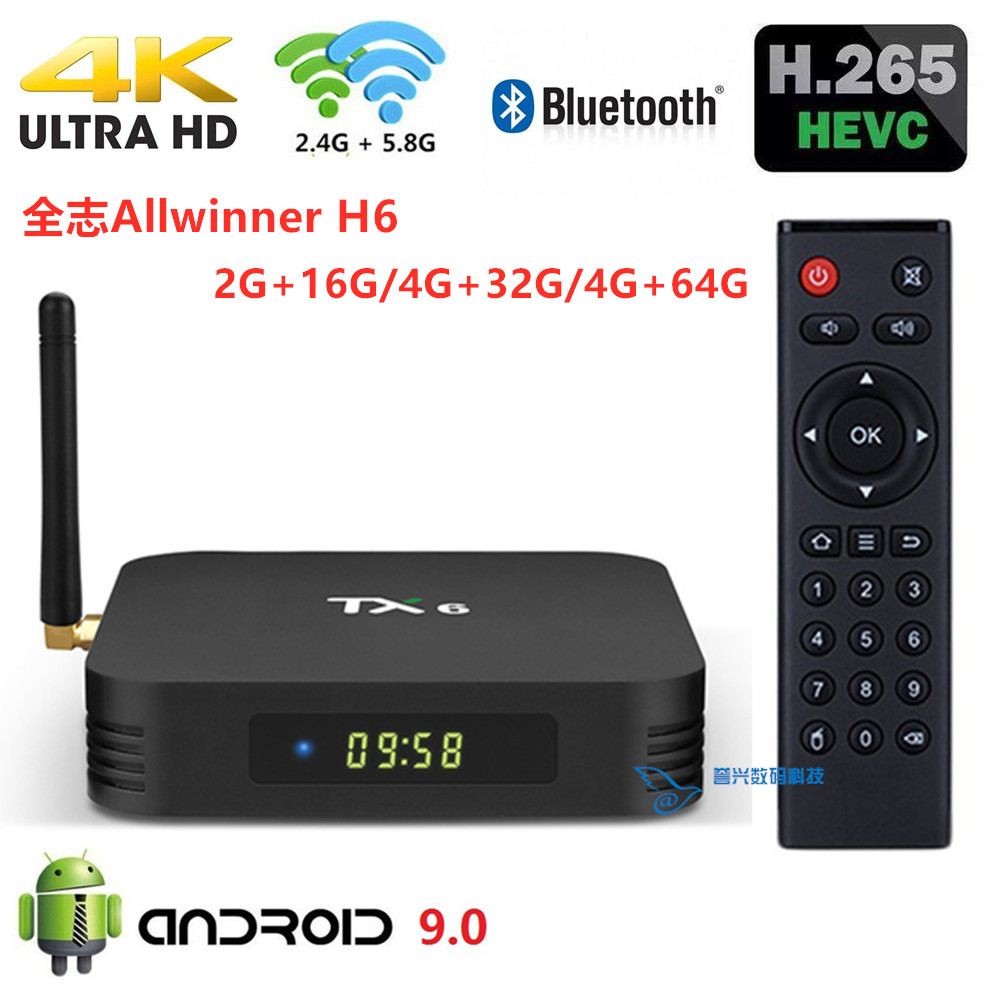 TX6 HD 4K Ʈũ ÷̾ TVBOX ⺻ ȵ̵ 9 Ʈ TV ALLWINNER H6  WI-FI Ȩ-