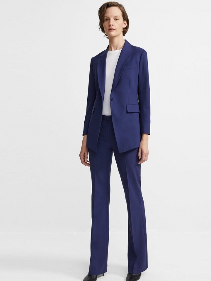 theory羊毛混纺翻领修身西装