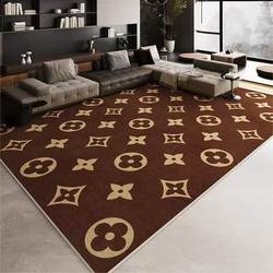 Trendy Brand Living Room Carpet, Bedroom Stain-Resistant Bedside Rug, Light Luxury High-End Sofa Coffee Table Mat, Full Coverage Study Room Floor Mat