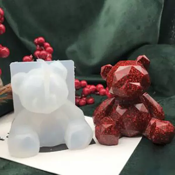 3D Silicone Mold DIY Geometry Stereo Bear Mold Ornament Mold