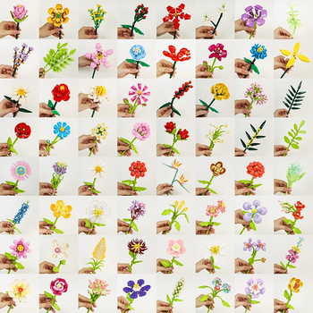 Single immortal flower building blocks roses sunflower building blocks flowers DIY hand-assembled ornaments toys for girlfriend