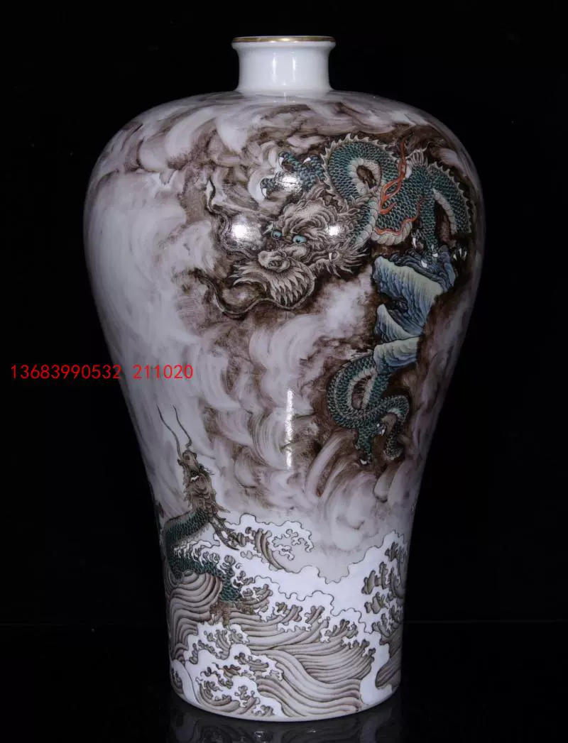 宋・古陶磁器・汝窯・冰裂紋・梅瓶・花瓶・置物』極細工・時代物・東洋