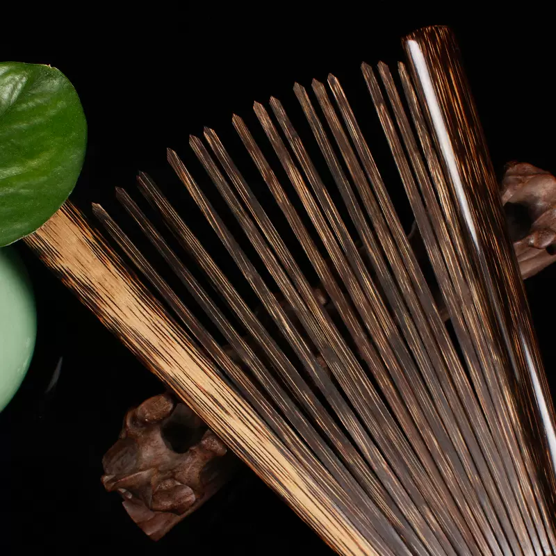 鱼尾95寸18方老棕竹芯扇骨文玩扇子素白苏工扇面全芯棕竹扇桃丝竹