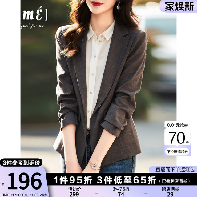 Womens Lapel Zipper Long Sleeve Threaded Slim Suit main image 1