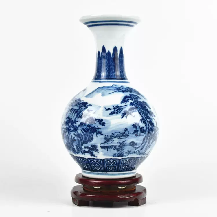 陶瓷器    小瓷瓶 陶瓷器钧窑迷你仿古小花瓶窑变山水花插创意客厅酒柜摆件瓷瓶