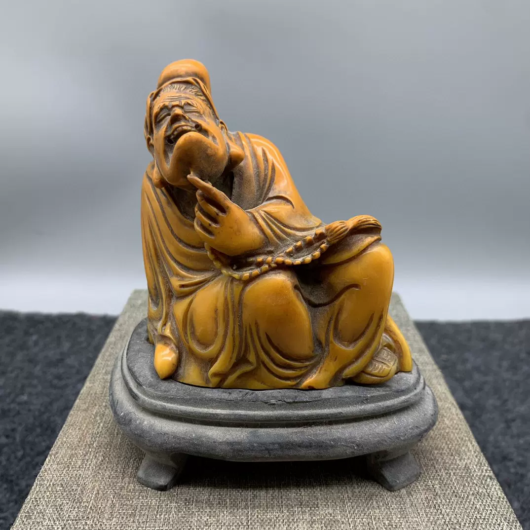 古玩仿古做旧原石寿山石雕老田黄石渔翁得利客厅风水摆件奇石