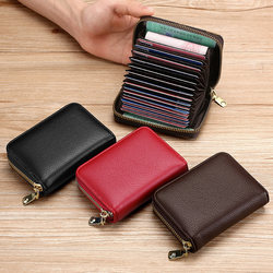 Anti-Degaussing Card Holder for Men and Women, Zipper, Multiple Card Slots, Bank Id Card Holder, Large Capacity, Driver's License, Compact Card Holder Wallet