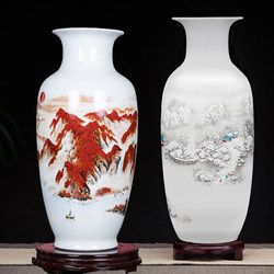 Good Luck and Prosperity Jingdezhen Ceramic Lucky Bamboo Vase Ornament Home Decoration Blue and White Porcelain Chinese Style Living Room Flower Arrangement