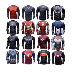 Iron Man Spider -Man Avengers Avengers Sports High Blid Slim Sleepless T -shirt Fitness Tights Male