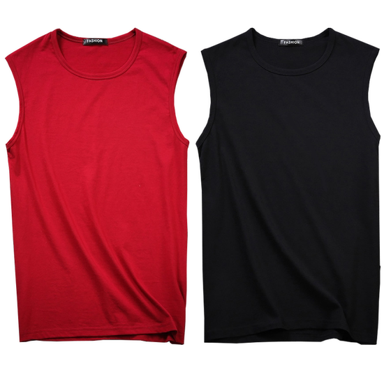 
2 pieces] Vest men's pure cotton sleeveless t-shirt summer vest beach vest men's loose sports fitness bottoming undershirt