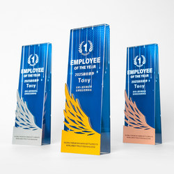 Metal Wings Crystal Trophy Production Creative Medal to Commemorate Outstanding Employee Team Awards Annual Meeting Sales Elite