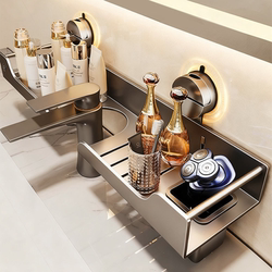 Vertical Faucet Storage Rack Bathroom Washbasin Wall-Mounted No-Drill Sink Organizer