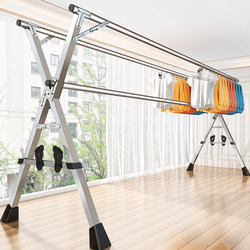 Foldable Clothes Drying Rack for Indoor Use, Suitable for Balcony and Bedroom, Stainless Steel, Outdoor Retractable Rod Type, Quilt Drying Magic Tool