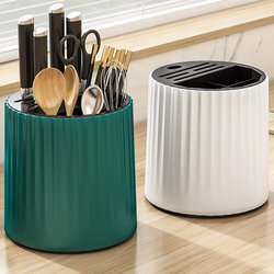 Kitchen Rotating Knife Holder Storage Rack, Multifunctional Countertop Chopstick Holder, Knife Rack, Spoon Integrated Storage Box