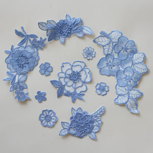 
Self-adhesive blue lace patches for clothes, skirts, down jackets, mesh, seamless repair of ripped jeans, appliques