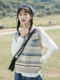 V-neck retro forest knitted vest vest vest women 2025 autumn new sweater horse clip college style top