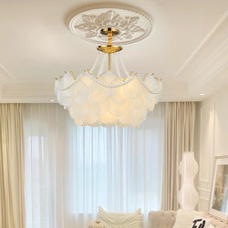 French-Style Living Room Chandelier, Light Luxury Master Bedroom Lamp, Cream-Style Shell Pearl Crystal Lighting Fixture, 2025 New Trendy Model