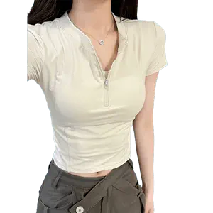  Short Shirts Summer T Tops Tunic Sleeve Womens Neck Tops V  Women's T-Shirts T Pack Green : 運動和戶外活動