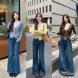 
TAKIYAS SHOP Fake two-piece sweater/boot jeans