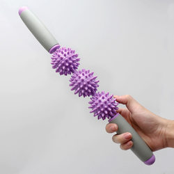 Hedgehog Ball Massage Stick 5-Ball Wolf Tooth Stick Yoga Massager Fascia Release Stick Spiky Ball Massage for Deep Muscle Relaxation