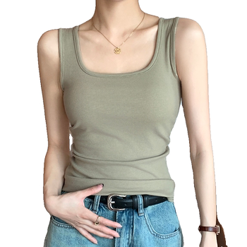 Wide shoulder square collar small camisole women's inner wear summer 2024 new black and white I-shaped spring and autumn outer wear bottoming top