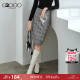 G2000 women's fashionable plaid skirt spring and summer irregular high-waist retro splicing midskirt