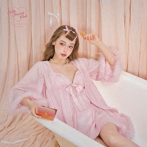 
GirlyFancyClub home series*doll girl heavy industry customized goose velvet pink outer nightgown