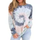 European and American cross-border exports spring and autumn trendy women's long-sleeved round neck loose T-shirt tops oversized tie-dye pullover