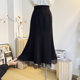 Lace spliced ​​black fishtail skirt for women in spring and summer mid-length A-line high-waisted hip skirt to make them look slim and elegant long skirt