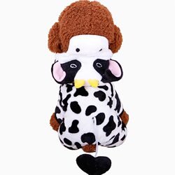 Pet Clothes Coral Fleece Puppy Costume Cartoon Elk Cow Dog Transformation Outfit Autumn and Winter Style