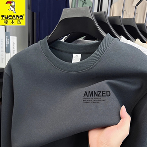 
Woodpecker cotton sweatshirt men's new autumn and winter round neck loose versatile long-sleeved men's T-shirt bottoming shirt trendy