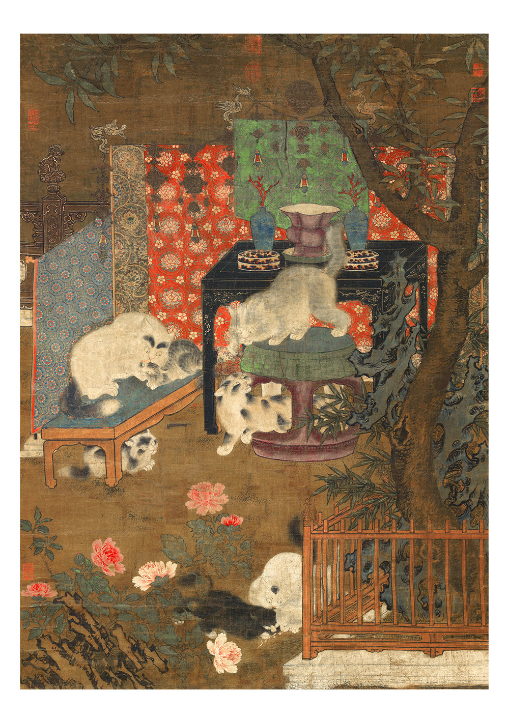 新しい中国風の猫の絵 - シルククロスウォールアート 新しい中国風の猫の絵 - シルククロスウォールアート