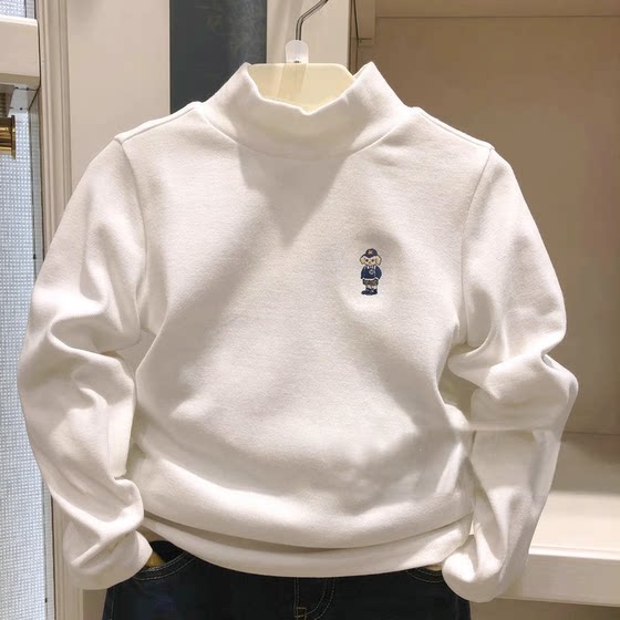 
Special clearance price autumn and winter boys' half turtleneck long-sleeved T-shirt pure cotton bib and bear children's clothing inspection quality