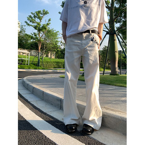 
NECOYEP American retro washed distressed straight jeans for men and women, loose, casual, versatile wide-leg floor mopping pants