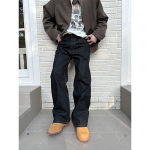 
NECOYEP 2025 American retro street straight jeans for men and women, loose casual wide leg versatile trousers trendy