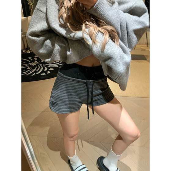 
NECOYEP American retro color block straight drawstring three-point shorts female hot girl sports casual versatile shorts