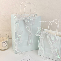 ins Milk Blue Paper Bag Tote Bag High-Quality Fresh Kraft Paper Gift Bag Gift Baking Packaging Storage Bag