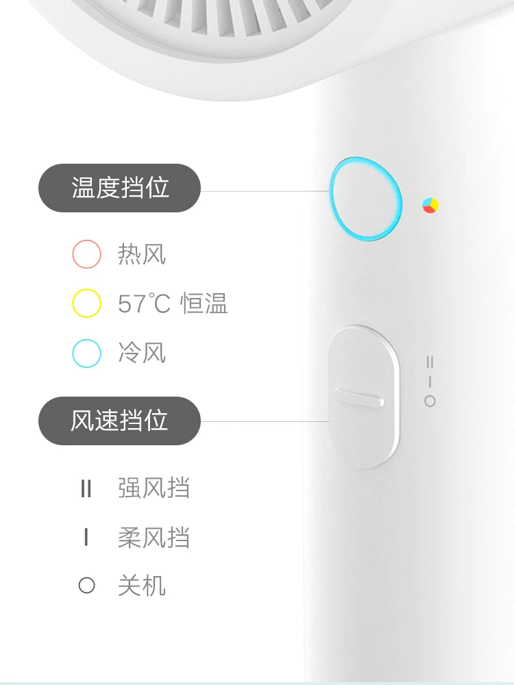 Портативная фена для волос Xiaomi H300 с отрицательными ионами, высокий мощности быстрая сушка
