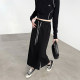 Black skirt for women in spring and autumn 2025 new style slimming hips and hips covering one-step long skirt with slit straight long sweat skirt