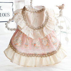 Dog Clothes Spring and Summer Outfit Cat Princess Dress High-End Lolita Golden-Rimmed Rabbit Small Dog Teddy Pet 3679