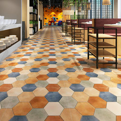 American Antique Tiles 600X600 Yard Balcony Bookstore Tiles Colorfulful Parquet Hexagonal Floor Tiles Outdoor Garden Tiles