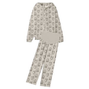 
Maternity suit spring and autumn 2026 new gray hooded fashionable fashionable sweatshirt loose casual tops and pants