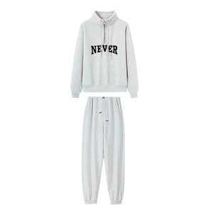 Maternity suit spring, autumn and winter 2026 new slim casual sports white and gray stand-up collar long-sleeved sweatshirt and pants two-piece set