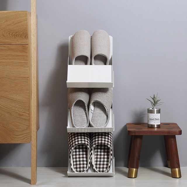 Japanese -style multi -layer stacking shoe rack Simple door Household ...