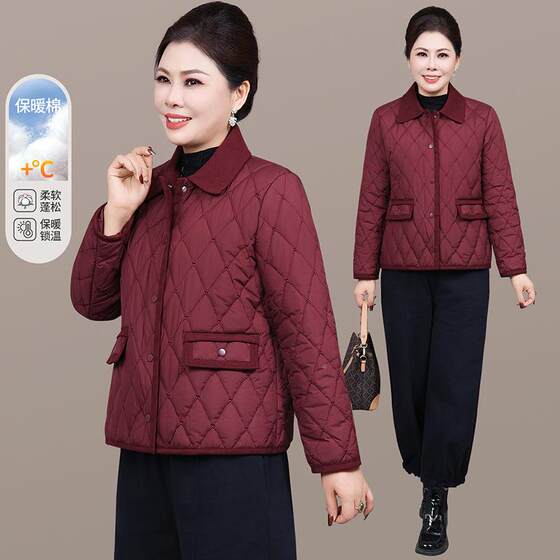 
Mother's season quilted mid-coat 985811 cotton coat women's new large size loose casual winter style warm style small cotton