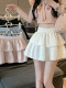 Pink puff cake short skirt Female summer high waist thin A -line ruffled umbrella skirt small pleated skirt