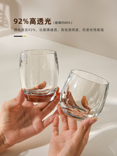 Jingyou Acrylic Water Cup - 300ml French Style Whiskey Glass